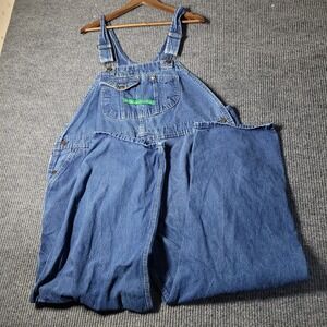 KEY IMPERIAL Bibs Overalls Men's Size 46x28 Dark Wash Carpenter Farmer VTG Denim